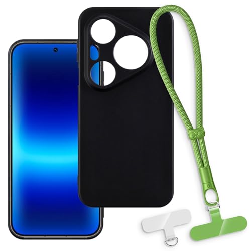 OAGELIM 2-in-1�ی�P�[�X�ƃ��X�g�X�g���b�v Huawei Pura 90 Pro Max 4G �Ƃ̌݊������� ���O���\�ȃ��j���[�h�t���d�b�J�o�[�A����~�ߕ����h�~�O���b�v�n���h�� (�u���b�N + �O���[��)
