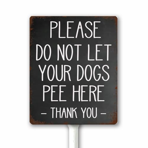 Polite No Dog Peeing Metal Sign – No Pooping Dog Yard Sign With Stake - Please Do Not Let Your Dogs Pee Here Lawn Decor Sign - Heavy Duty Aluminum Plaque Fade Resistant 12x15 CM