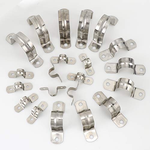 30 Pack Stainless Steel Rigid Pipe Strap, Yotako Two Hole U-Bracket Pipe Clamps Clip Snap Holder Bracket 1 1/2 Inch for PVC Pipes, IMC Conduit