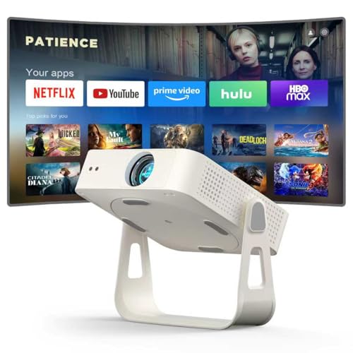 [Officially-Licensed App & Intelligent Focus]Smart Mini Projector with WiFi and Bluetooth, XuanPad 4K Support Movie Projector, Portable Native 1080P Outdoor Projector with 360° Stand