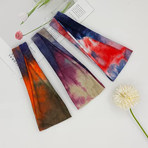 Image of YONUF 6 Pack Headbands for Women, Boho Wide Head Bands & Hair Accessories | Non Slip Soft Stretch Headband, Fashion Hair Bands for Yoga, Workout, Face Wash, Makeup, Women's Head Wraps Daily Use Tie Dye