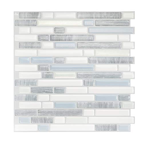 Smart Tiles Peel And Stick Backsplash - 4 Sheets Of 10.06" X 10" - 3D Adhesive Peel And Stick Tile Backsplash For Kitchen, Bathroom, Wall Tile #TOP1