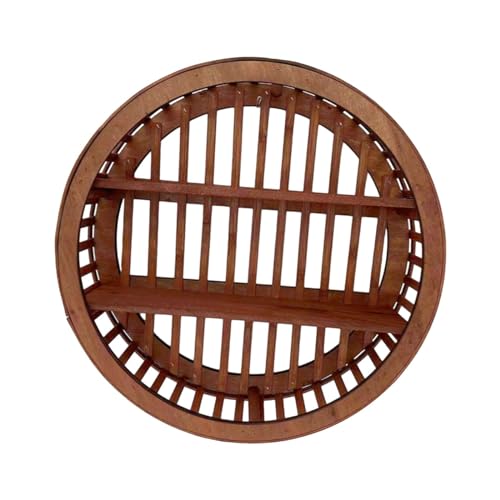 Étagère murale circulaire en bois flottant rustique pour rangement de salon
