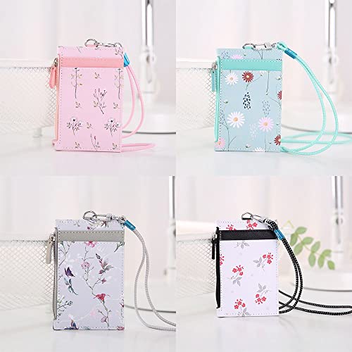 Case Holders With Lanyard Wallet Meal Card Cover Money Pocket ID Bus Card Zipper Bag(pink)4