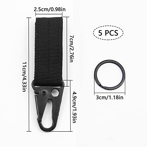 YUE QIN 5 PCS Belt Clip Carabiner Buckle Molle Strap Nylon Snap Hook Keychain Keyholder Ring Tactical Backpack Molle Clip for Climbing Hiking Outdoor 10 * 2.5cm - Image 2