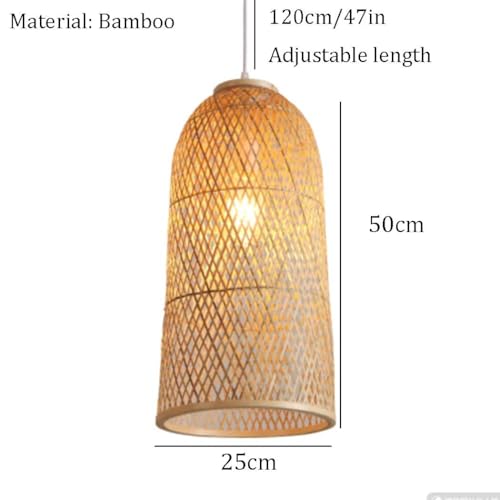 Luminaire suspendu en osier plafonnier cuisine lustre moderne Asie du Sud-Est 20x50 cm - 5