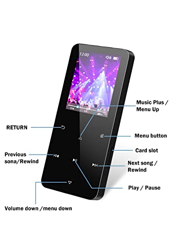 32Gb Mp3 Player With Bluetooth 5.0,Play Music Up To 30 Hrs.portable Digital Lossless Music Mp3 Mp4 Player With Fm Radio, Voice Recorder, Super Light Metal Shell Touch Buttons - Black #TOP7