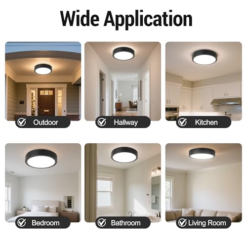 Image of 11 inch LED Flush Mount Ceiling Light, Black Mordern Ceiling Lighting with 5CCT 2700K-5000K, Dimmable LED Light Fixtures Ceiling Mount for Kitchen Bathroom Bedroom Hallway, 2 Packs
