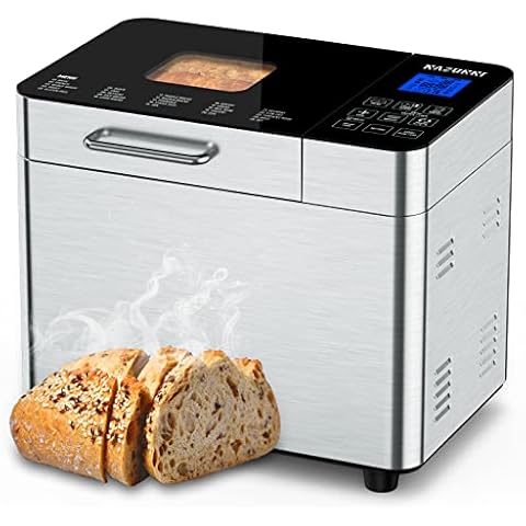 Razorri Bread Maker Machine Stainless Steel UL Certified, Nonstick Bread Pan, Homemade 2Lbs Breadmaker, Gluten-Free Setting, 15H Delayed-start, 1H Keep Warm, 3 Crust Colors and 3 Loaf Sizes Cover