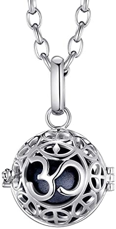 Morella Women Necklace Stainless Steel 70 cm 27,5" with OM Mantra Pendant for Sound Balls Ø 16 mm 0,63" in a Velvet Jewelry Bag