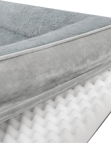 normani Ergonomisches Hundebett für große, mittlere und kleine Hunde - Ortopädisches Hundekissen - Hundecouch mit hohem Rand Farbe Grau Größe 70 cm x 100 cm x 18 cm