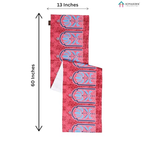 Image of HOMADORN Premium Digital Printed Table Runner - Double Layered Durable Fabric, Elegant Dining & Coffee Table Decoration, Fade-Resistant Prints, Easy Care (13X60 Inches ( 4 Seater), Floral Fiesta)