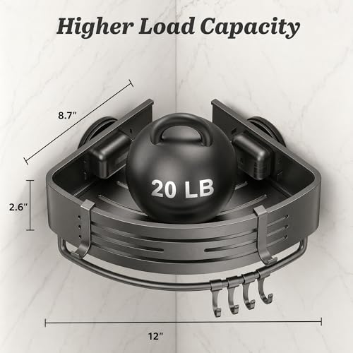 Corner-Shower-Caddy-Suction-Cup-2-Pack-Shower-Shelves-Gray-No-Drilling-Aluminum-Alloy-Shower-Organizer-Rustproof-Bathroom-Storage-Rack-with-Towel-Bar-Hooks