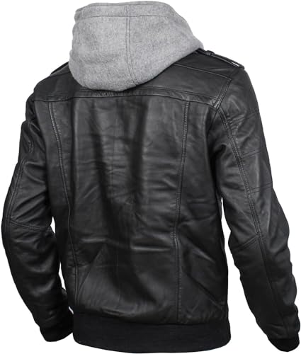 Mens leather jacket Geniune motorcycle Fashion jacket men with removable hood leather jacket for man Leather jacket.2