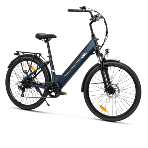 Touroll Bicicletta Elettrica J1/J2 ST 100 km – Batteria Rimovibile 15.6Ah – Motore 45 NM – Ruote 27,5/26'' Blu
