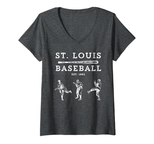 Womens Classic St. Louis Missouri Baseball Fan Retro V-Neck T-Shirt