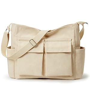 KALIDI Canvas Tote Schultertaschen Womens Umhängetasche Casual Messenger Crossbody Bag Dicke Canvas Hobo Bag Wasserbeständig für College Arbeit Einkaufen Reisen Täglich
