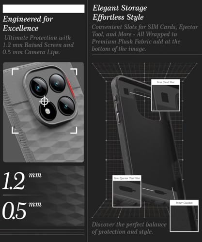 Image of WOW IMAGINE Back Cover for Mi Redmi Note 15 5G 2025 | Poco M8 5G with Hexa Cube Design | Slim Soft Rubberised Case | Inner Velvet Fabric | Silicone Flexible Mobile Case | Camera Protection - Grey