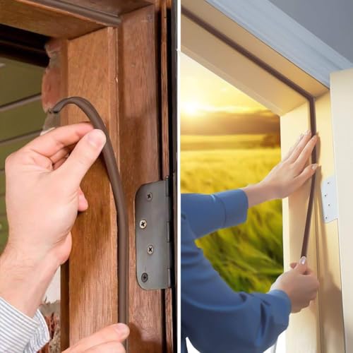 Image of Door Weather Strip Draught Excluder for Doors Self Adhesive Foam Draft Excluder for Windows Door Insulation Strip Weather Stripping Door Seal Strip, Epdm, Foam, Rubber (Brown)