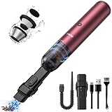 RUBOT Handheld Vacuum Cordless, 16KPA Strong Suction Car Vacuum Cleaner, Lightweight Mini Car Vacuum Cordless Rechargeable, Portable Hand Vacuum Cleaner for Car, Home and Pet（P12-Red