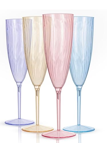 WDF Colorful Plastic Champagne Flutes 12-pack