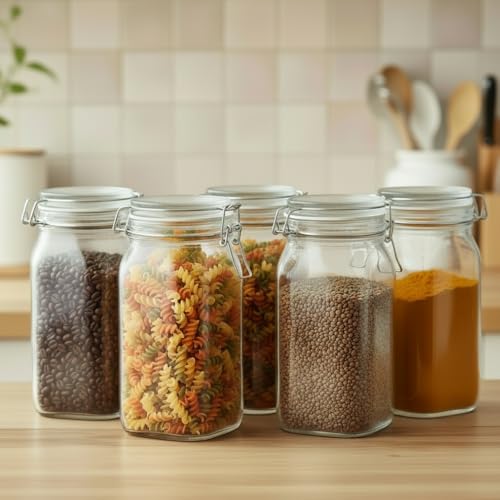 Image of ginoya brothers - Kitchen Glass Jar (5, 1500 Ml. Cube Jar)