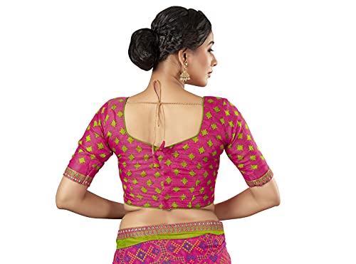 Image of Glory Sarees Women's Brasso Saree with Blouse Piece (Brasso Bandhani101Parent)