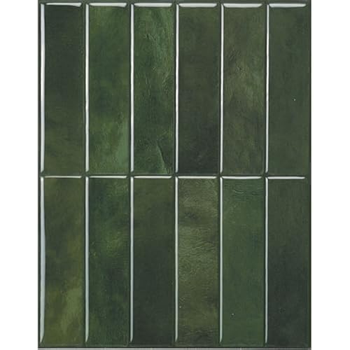 Smart Tiles Peel and Stick backsplash, Stacked Forest Green, 11.43"x9"