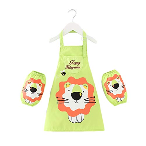 Preisvergleich Produktbild Schürze WDX Malerei Smock Anti-schmutzig Wasserdichten Hauptküche Baby-Dinner Kleidung Sleeveless Vest-Stil Smock Sicherheit (Color : Green-A, Size : M)