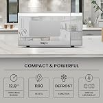 Total Chef Compact Countertop Microwave Oven, 1100W, 1.3 Cubic Feet Capacity, Digital Touchscreen Controls, One-Touch Push-Button Opening, 6 Pre-Set Cooking Modes, Silver Stainless Steel