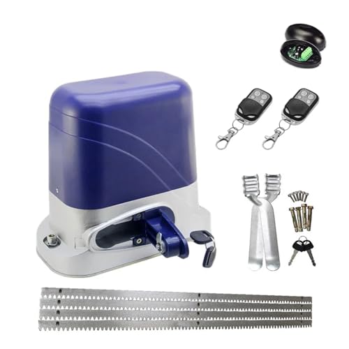 Motor de puerta corrediza, Abridor de puerta eléctrico automático for puerta corredera de 1300KG, operador de garaje con bastidores de acero de 4m, actuador de Motor de engranaje remoto para motor de