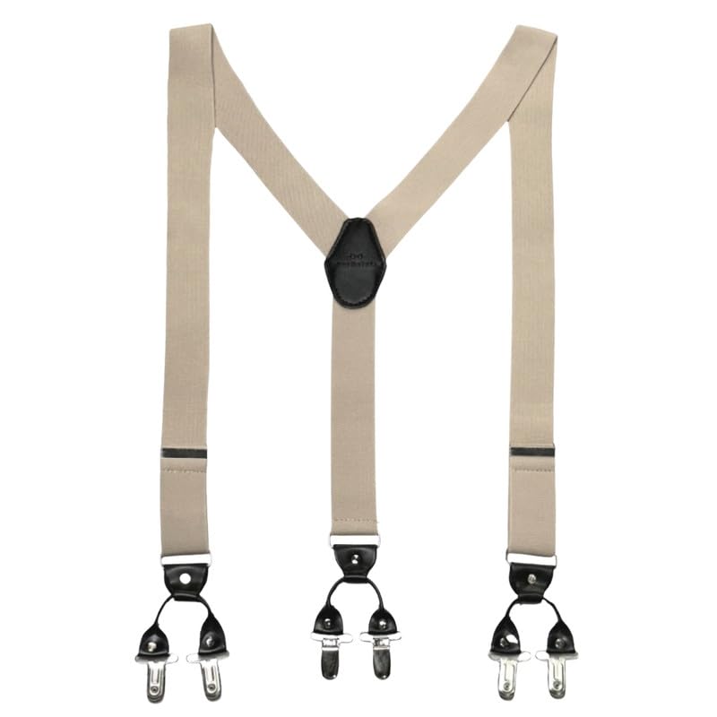 Image of The Tie Hub Suspenders for Men | Slim Clip-On Y-Back Elastic Braces | Adjustable 1.25 Inch | Formal Wedding Office