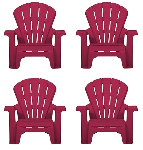 Little Tikes Kids Garden Chair 4 Pack in Red Outdoor Toddler Activity Adirondack Chairs for Picnic Garden Patio Backyard & Beach Outdoor Chair Set