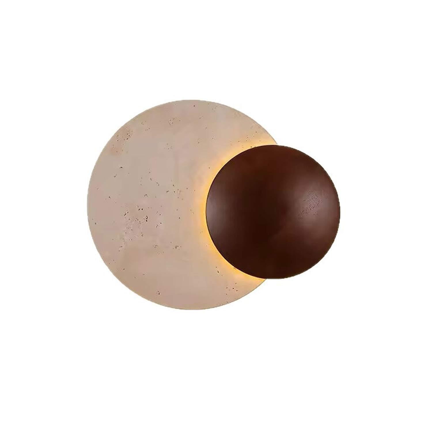 USMJQVZ LED 3000K Round Yellow Travertine Wall Sconce 26W Hardwire Wabi Sabi Wall Sconces Modern Natural Stone Wall Light for Bedroom Living Room Kitchen Hallway Living Room