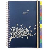 YHH 2027 Diary A5 Week to View, Annual Monthly & Weekly Planner with Tabs, Back Pocket, Password, Contact & Notes Pages, Spiral Bound, Jan-Dec 2027, Personal Organiser for Home, Office & School