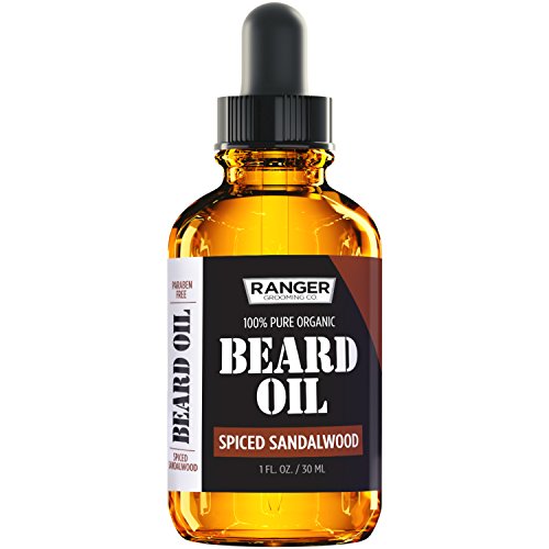 Leven Rose Spiced Sandalwood Beard Oil & Leave In Conditioner by Ranger Grooming Co, 100% Pure Natural Organic for Groomed Beards, Mustaches, and Moisturized Skin 1 oz
