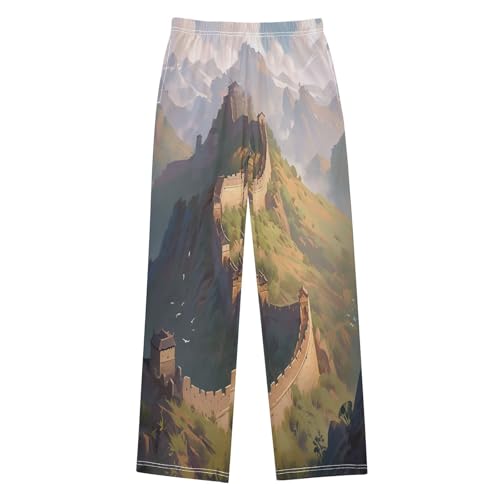 Boys' Pants The Great Wall Sky Long Bottoms Jogger Pants Elastic Waist Trousers with Pockets S-XL