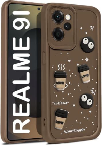 TRUEUPGRADE Coffee Case for Realme 9i 5G / Oppo K10 5G | Cute 3D Cartoon Ball Design | Soft Silicone Back Cover for Realme 9i 5G / Oppo K10 5G | Full Body & Camera Protection | Brown