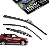 TOSTMOLT 3pcs Front+Rear Direct Fit Windshield Wiper Blades Compatible With 13-16 Mazda CX-5 CX5 / 07-12 Hyundai Santa Fe, Original Factory Quality Replacement, All Season Natural Rubber, 18"+24"+14"