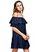 Milumia Women's Off Shoulder Ruffles Shift Loose Summer Vacation Mini Dress Navy Small