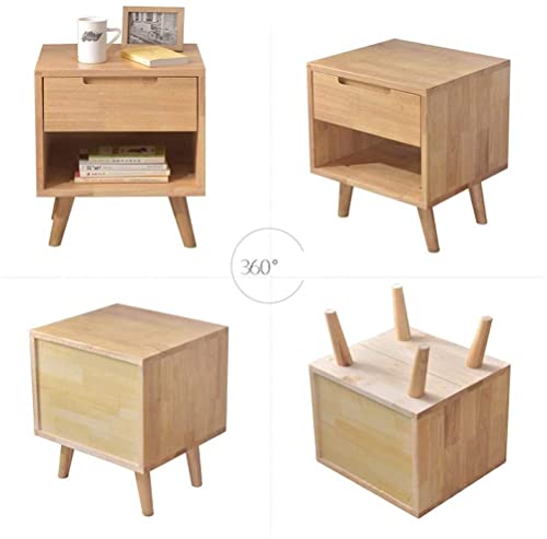 Table d'appoint à 2 niveaux avec grand tiroir de rangement et bois massif
