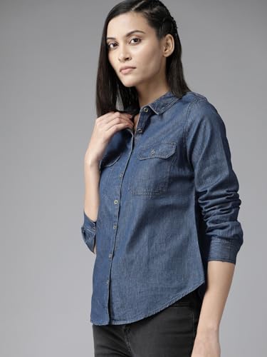 Image of Women Denim Shirt, Women Shirt, Regular Wear Shirt, Casual Shirt, Denim Shirt,Office Wear Casual Shirt, Shirt, Denim Shirt for Women.