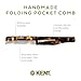 Kent 20T TY Handmade Folding Pocket Comb for Men, Fine Tooth Hair Comb Straightener for Everyday Grooming Styling Hair, Beard or Mustache, Use Dry or with Balms, Saw Cut Hand Polished, Made in England