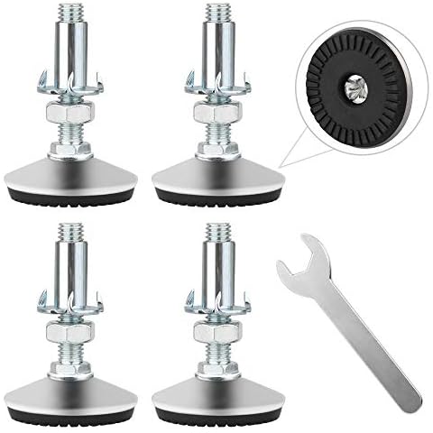 4 Set Adjustable Levelling Feet, M10 Height Adjuster Furniture Levellers Foot With T Nut Bolt, Table Leg Extenders, Screw In Cabinet Bed Table Chair Self Levelers Legs (2" Base Dia, 2" Thread Length) Cover