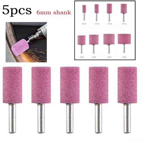Effizienter und langlebiger 6 mm Schaft, Schleifsteinzylinder für Drehwerkzeug, 5 Stück (6 x 20)