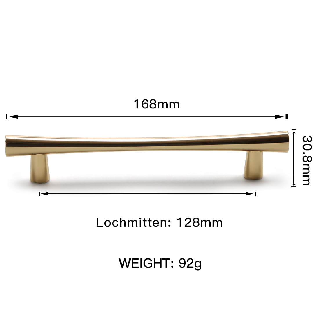 YAGU Modern Cabinet Pulls ,10 Pack Bright Gold 5 Inch Hole Center ,Kitchen Drawer Handles Zinc Alloy Hardware for Bathroom Cupboard Bedroom Dresser 6.6 Inch Overall - Image 3
