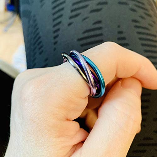 Fidget Mobii Spin Ring: BRIGHT COLORS, Loose Rings Möbius Moving Rolling Fidget Design for Restless Hands