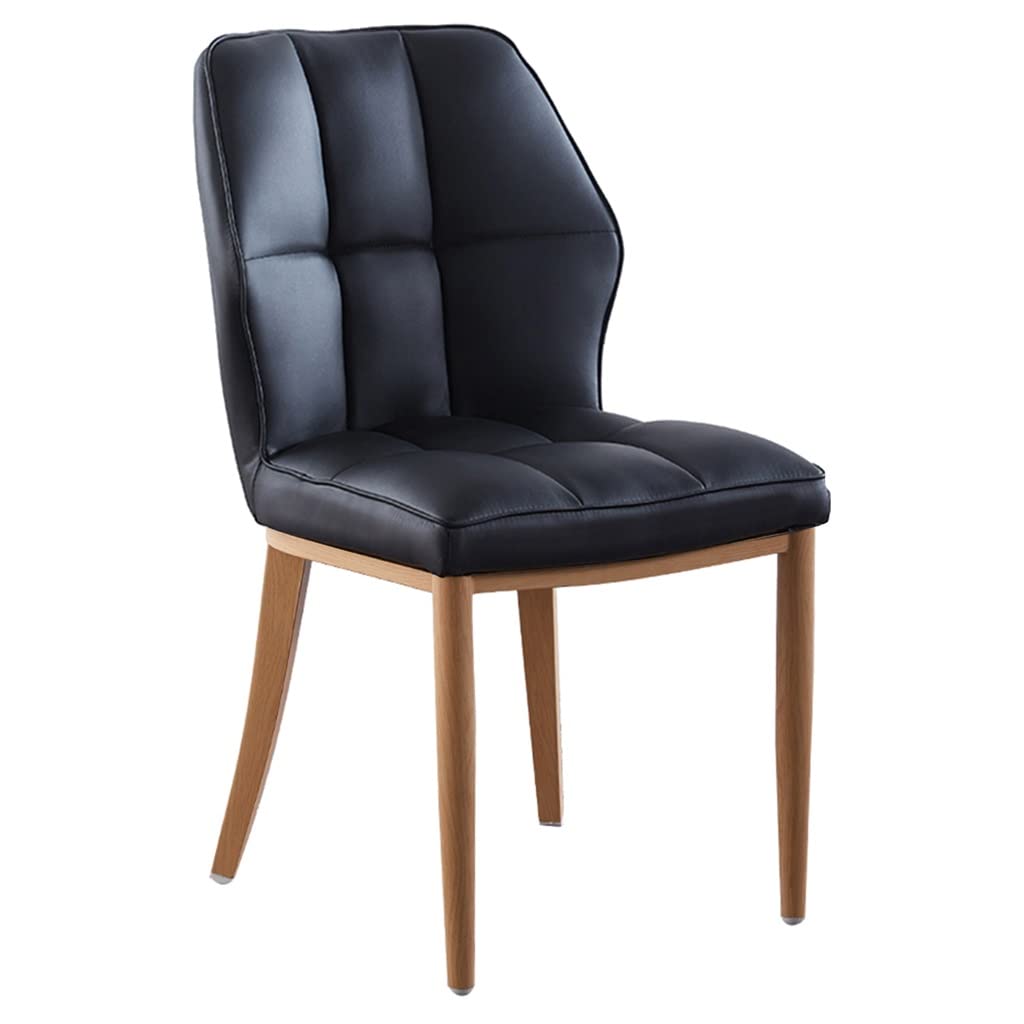 Chaises de salle à manger modernes en similicuir noir et pieds en métal