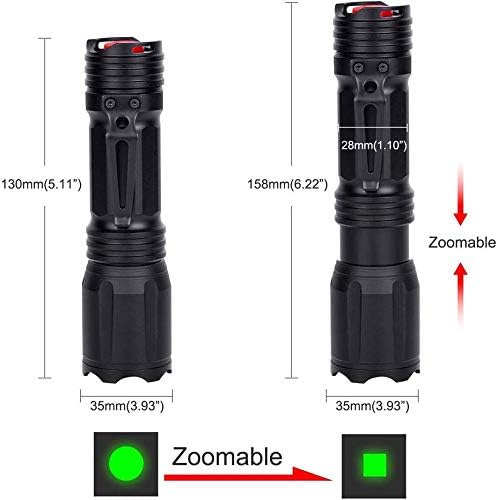 Miniatura 3 de WINDFIRE Linterna táctica de luz roja, verde, azul y blanca, linterna de caza con zoom multicolor, luz depredadora de zorro de coyote de cerdo para