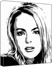 Lindsay Lohan (100% Original Painting. Not A Print ) Acrylic Paint On Deep Framed Canvas (60 x 50 x 1.8 cm) 3-Colour Black/Grey/White-picture-42